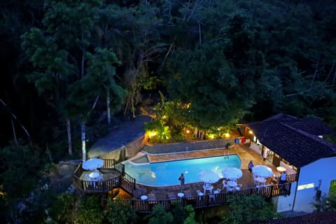 Outdoor pool, pool umbrellas