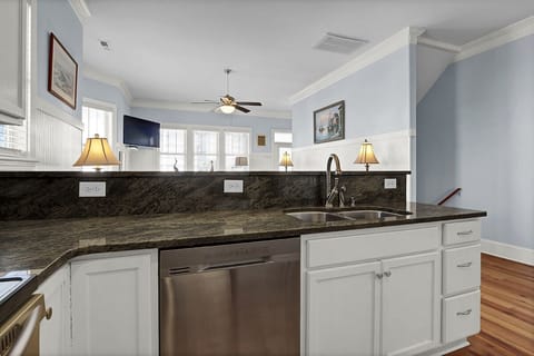 Kitchen looking over the living room