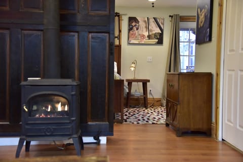 Gas stove, for chilly nights.  The studio is also served with mini-spit Heat/AC