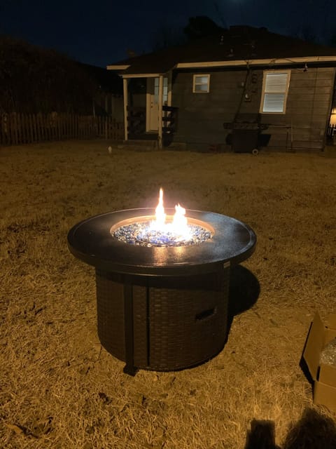 Fire pit before the back deck was added