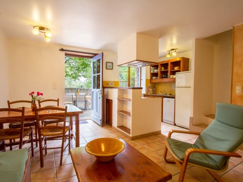Living room, kitchen and eating area outbuilding on the private terrace