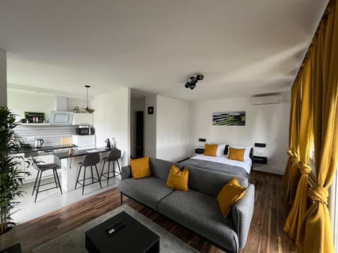 Deluxe Studio, Mountain View | Living area | LCD TV