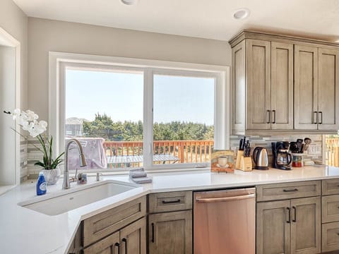 Dishwasher located right next to the sink helps make clean-up easy.