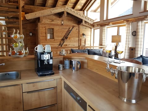 Superior Chalet, Multiple Beds | Private kitchen | Full-size fridge, microwave, oven, stovetop