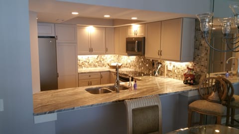 This is another view of the kitchen from the dining room.