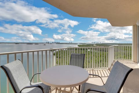 Spend your vacation overlooking the Estero Bay on the extended lanai that runs the full length of the condo, from the living area to the master suite.