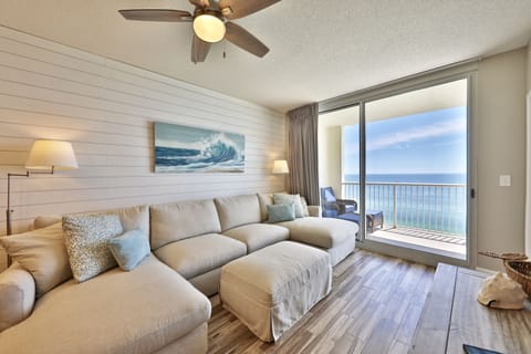 Gulf Front living room in this beautiful condo.