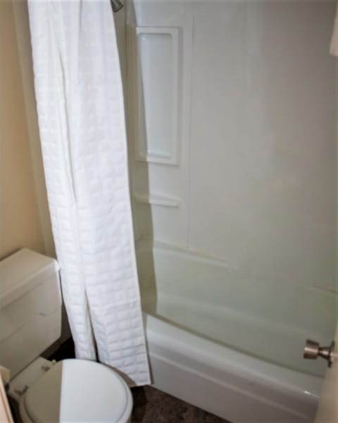 Combined shower/tub, towels