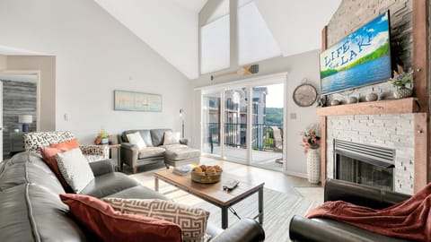 Living area with full view windows. 