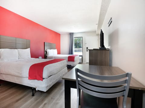 Room, 2 Queen Beds | 1 bedroom, desk, WiFi (free), bed sheets