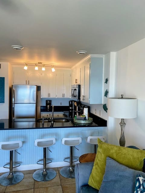 Fresh cabinets, view of bar area