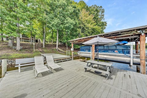 Access tranquil waters from our private dock, perfect for boating or relaxing.
