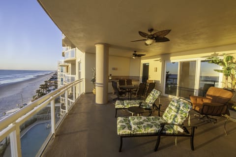 Oceanfront Balcony with Kenyon grill and dining for six.