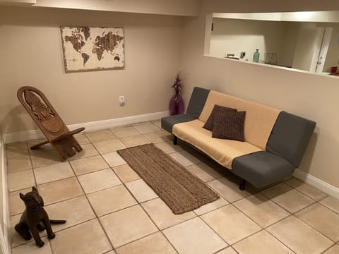 Living room with sofa bed.
