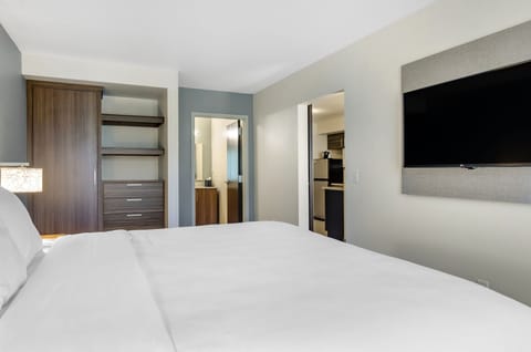 Deluxe Suite, 1 King Bed with Sofa bed, Accessible, Non Smoking (Roll-In Shower, Efficiency) | Desk, laptop workspace, blackout drapes, iron/ironing board