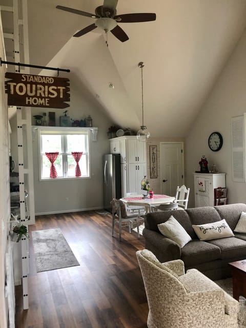Another view from the living area of the kitchen.