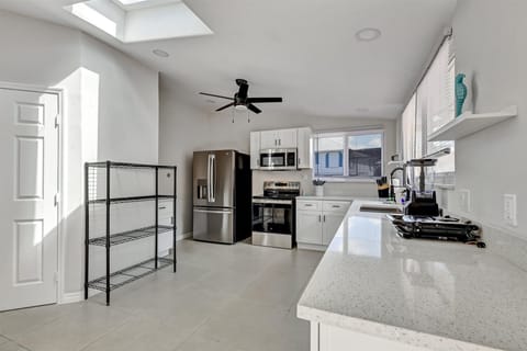 Kitchen, with all new stainless steal appliances, ninja blender.