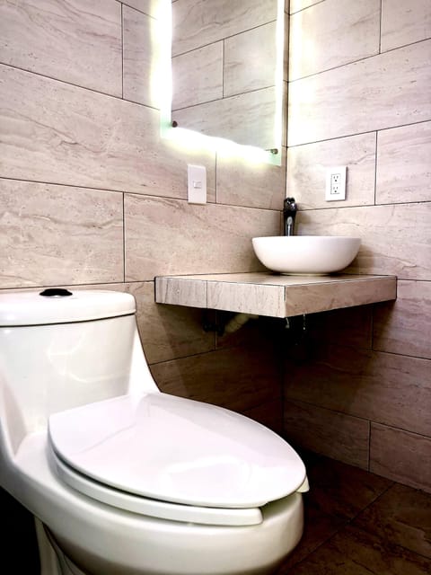 Shower, towels, soap, shampoo