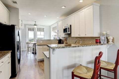 Open and airy kitchen and living areas