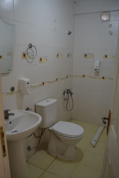 Shower, free toiletries, hair dryer, slippers