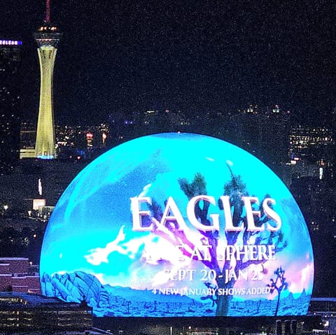 Direct, gorgeous views of the Sphere and  the Las  Vegas Strip. Balcony photo.