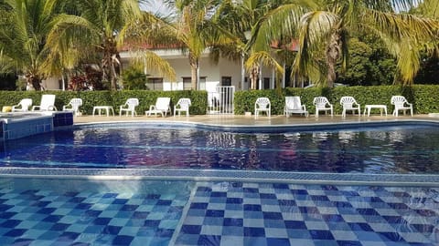 Outdoor pool, sun loungers