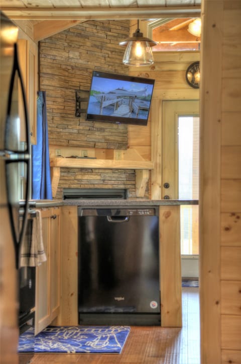 If it's raining outside enjoy a movie. We have multiple DVDs in the cabin.