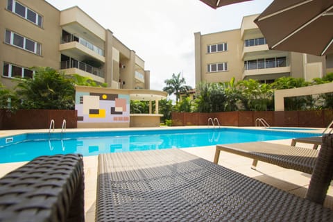 Outdoor pool, sun loungers