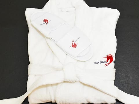 Shower, hair dryer, bathrobes, slippers