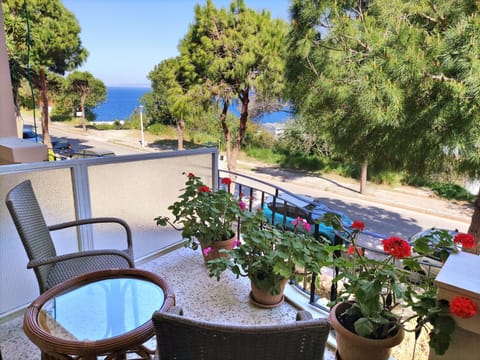 View of the sea and Rhodes city center from the front balcony.