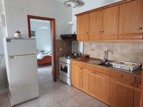 Fridge, oven, stovetop, electric kettle