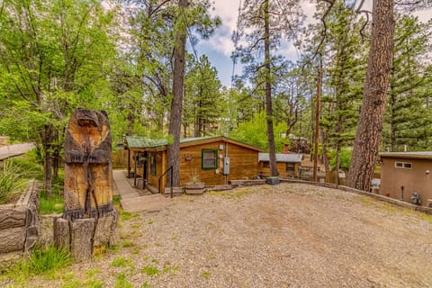 Knotty Pine — charming Upper Canyon cabin surrounded by tall pines.
