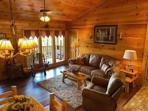 Livingroom looking out on upper deck 
