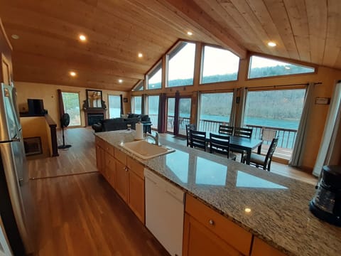 Upstairs living room, kitchen and dining room