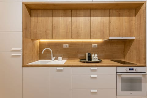 Fridge, oven, stovetop, espresso maker