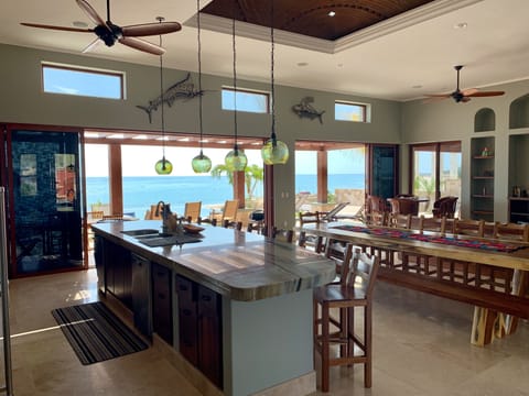 View from kitchen
Giant seat 18 dinning table