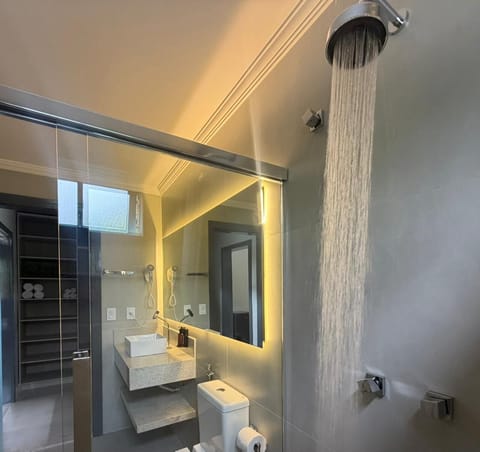 Superior Quadruple Room, Patio | Bathroom | Shower, hair dryer, towels, soap