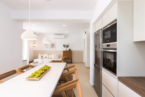 The dining area is designed with style and care!