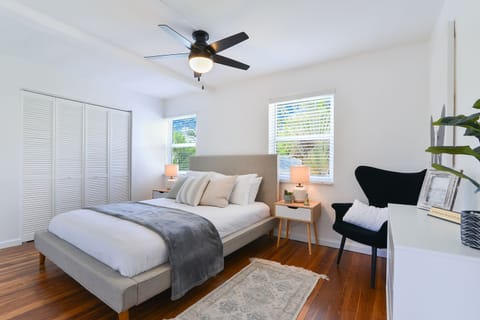 Bedroom with a front yard view 