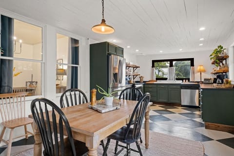 This charming eat-in kitchen is as functional as it is photogenic—grab a stool and chat with the cook, or sit down to a feast after a full day of hiking.