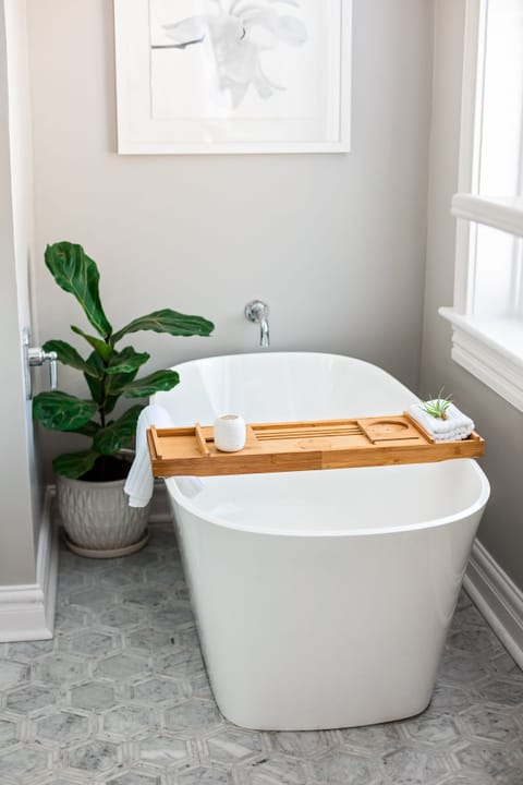 Magnolia Suite | Bathroom | Designer toiletries, hair dryer, bathrobes, heated floors