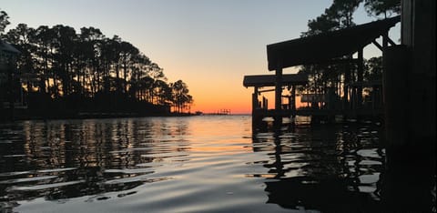 View from dock at sunset