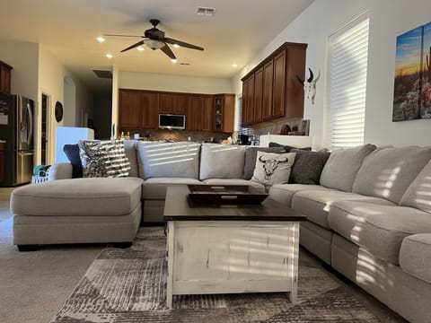 Spacious family room right off the kitchen.