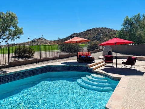 Stunning private backyard pool with south-west views of the 10th hole.