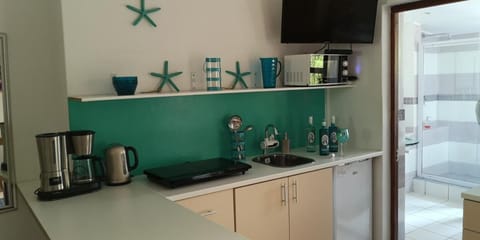 Fridge, microwave, coffee/tea maker, electric kettle