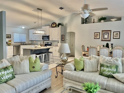 Open plan kitchen and living area