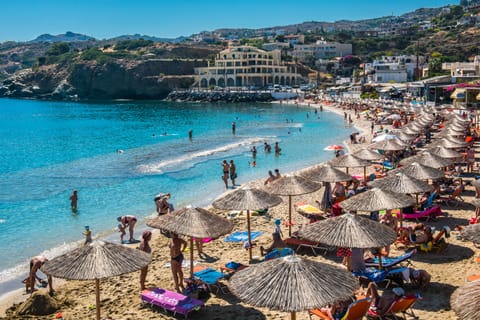 Beach nearby, sun loungers, beach umbrellas