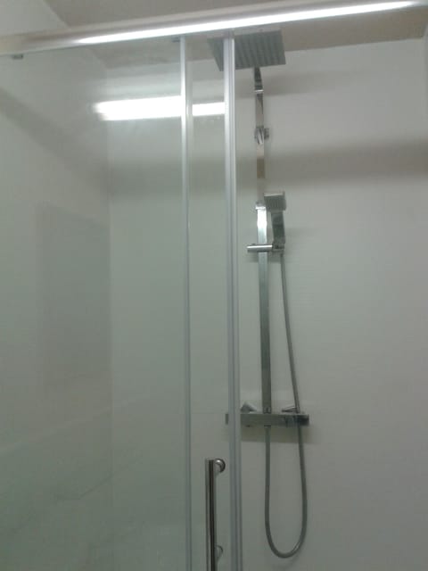 Shower, towels, toilet paper