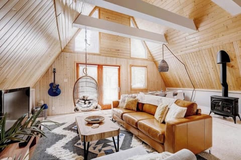 Main living area with bright light and mountain views