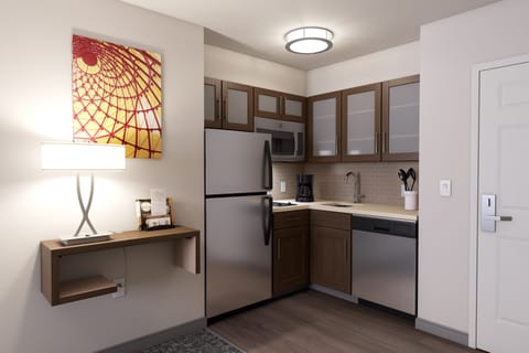 Premium bedding, pillowtop beds, desk, laptop workspace